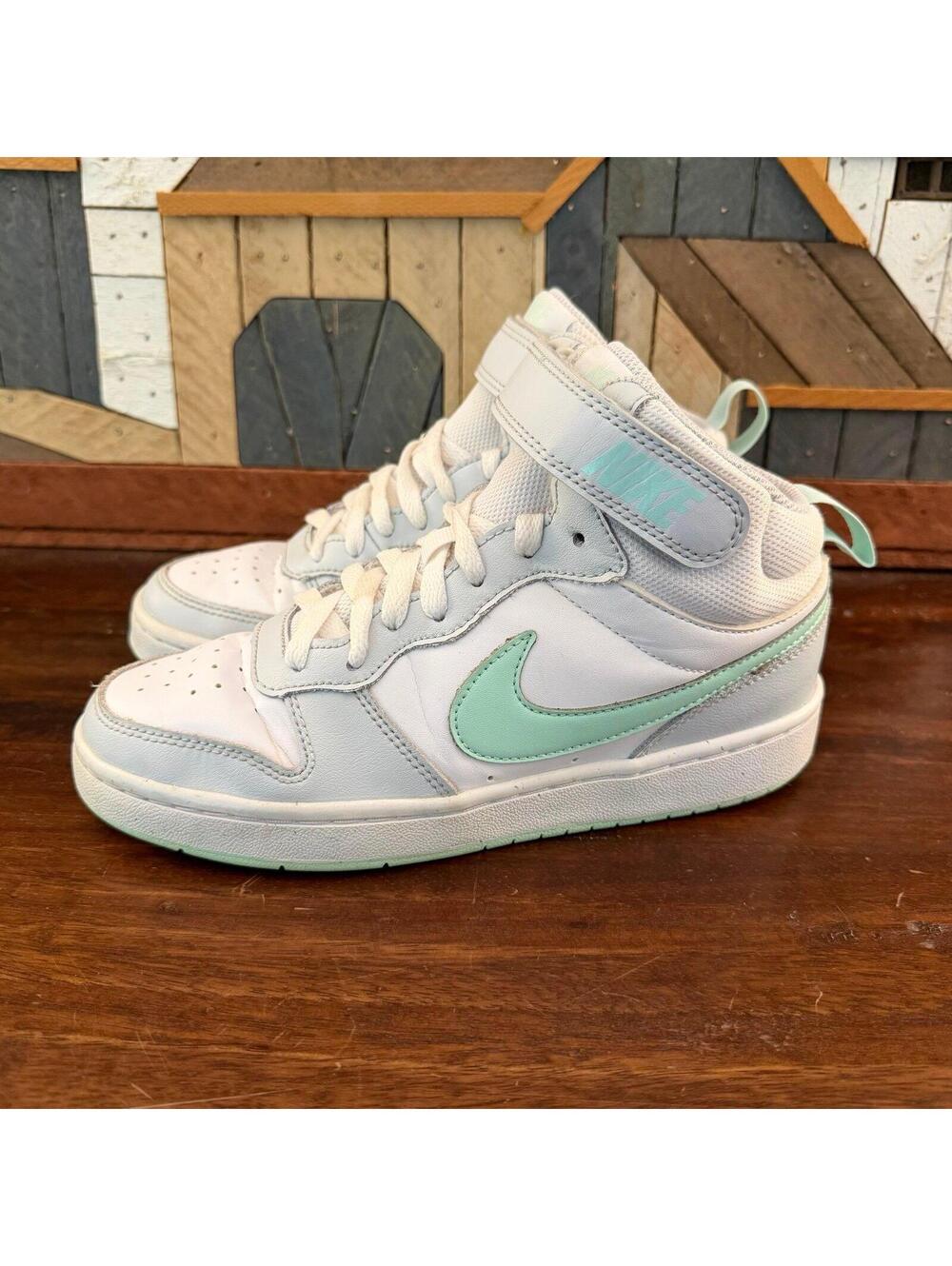 Nike Court Borough Mid 2 GS Pure Platinum Mint Foam Sneakers Size 5Y